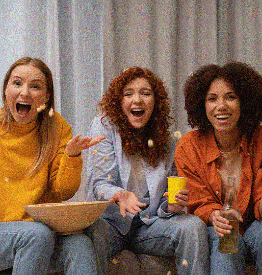 Happy people enjoying snacks